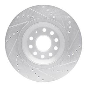 Audi A3 Quattro Brake Rotor (1) - Rear Left - R1 Concepts - Drilled & Slotted - Silver - `06-`25